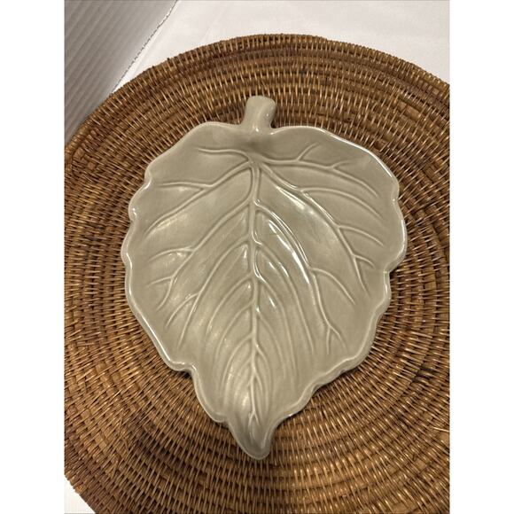 Ceramic Leaf Plate, Earth Tone, Fall Decor, Catch All Plate, Kitchen Serveware - Picture 1 of 9
